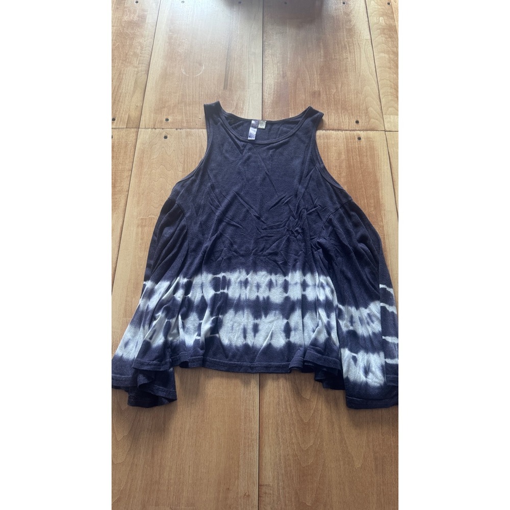 Alya Womens Small Navy‎ Blue Tie Dye Swing Tank Top Sleeveless Boho Flowy